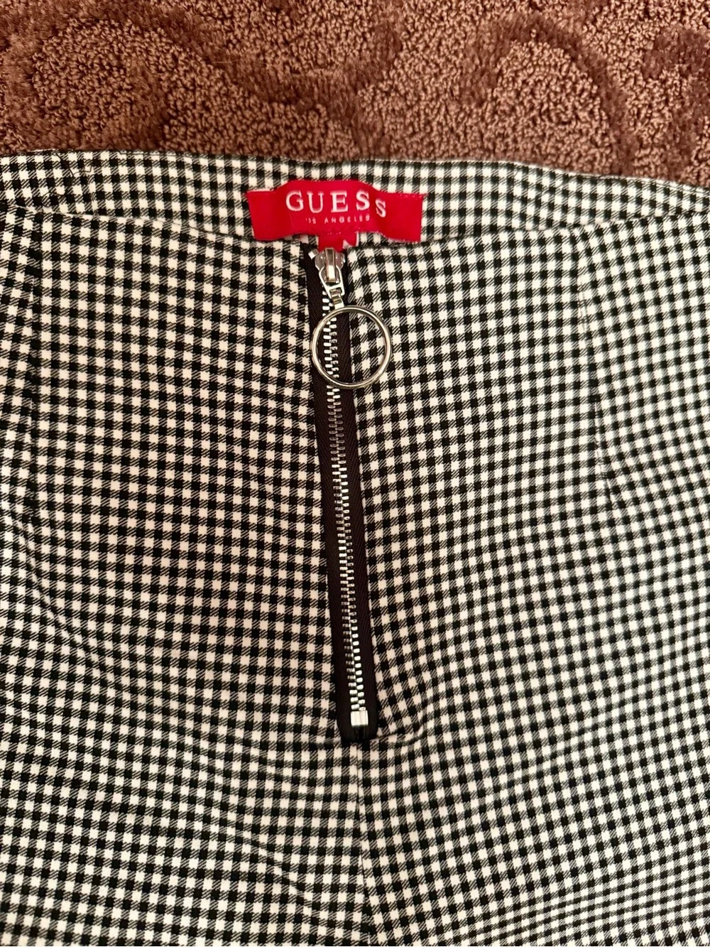 GUESS Black & White Gingham Stretch Pants - Size M